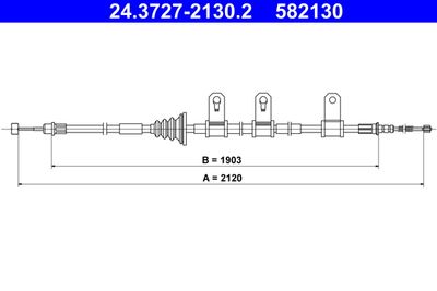 Тросик, cтояночный тормоз ATE 24.3727-2130.2 для MITSUBISHI GRANDIS