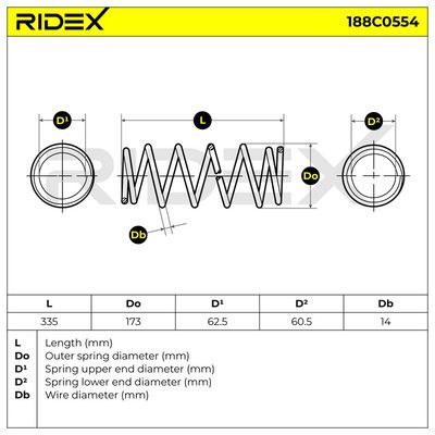 пружина за ходовата част RIDEX 188C0554