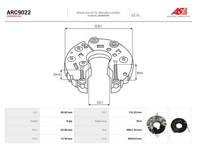 AS-PL - Usmerňovač alternátora , ARC9022