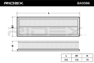 въздушен филтър RIDEX 8A0086