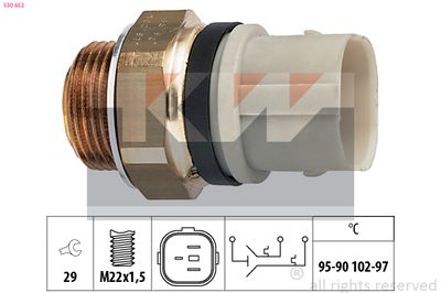 Teplotní spínač, větrák chladiče KW 550 652