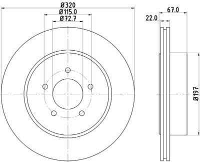 Тормозной диск HELLA 8DD 355 115-481 для CHRYSLER 300C