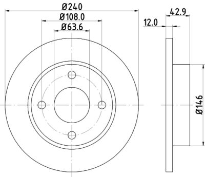 Тормозной диск HELLA 8DD 355 104-631 для MAZDA 121