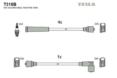 Комплект проводов зажигания TESLA T318B для RENAULT MASTER