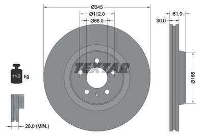 Тормозной диск TEXTAR 92229205 для PORSCHE MACAN