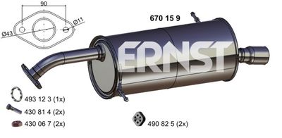 Глушитель выхлопных газов конечный ERNST 670159 для MAZDA 2
