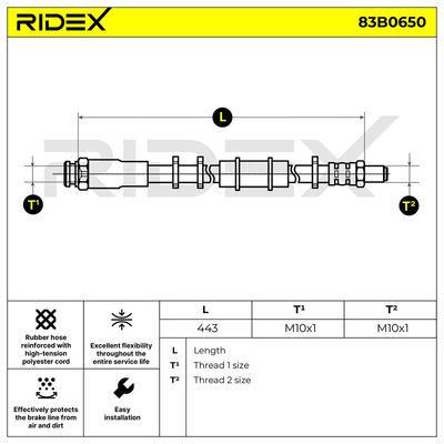 спирачен маркуч RIDEX 83B0650