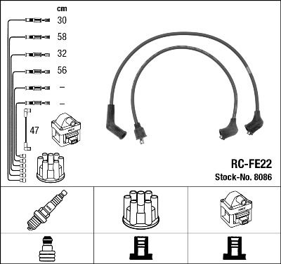 Комплект проводов зажигания NGK 8086 для SUBARU LEONE
