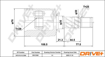 Sada kloubů, hnací hřídel Dr!ve+ DP2110.10.3360