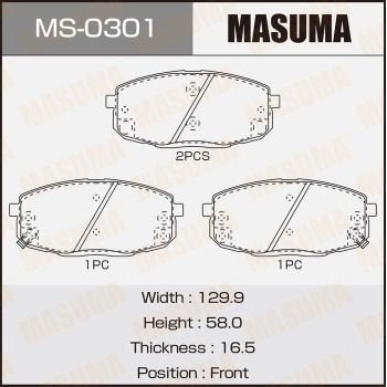 Комплект тормозных колодок MASUMA MS-0301 для KIA PRO