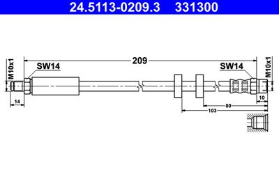 ATE 24.5113-0209.3 Тормозной шланг  для AUDI V8 (Ауди В8)