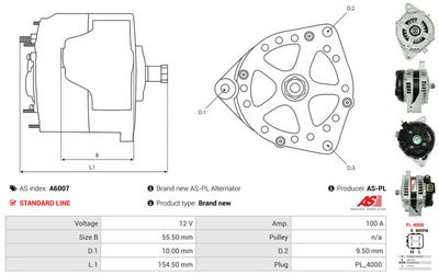 GENERATOR / ALTERNATOR AS-PL A6007 4