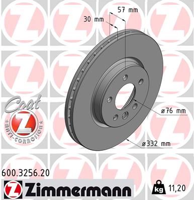 Тормозной диск ZIMMERMANN 600.3256.20 для VW AMAROK