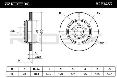 спирачен диск RIDEX 82B1433