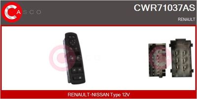 Выключатель, стеклолодъемник CASCO CWR71037AS для RENAULT FLUENCE