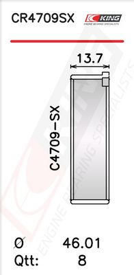 Черупка на биелен лагер KING CR4709SX