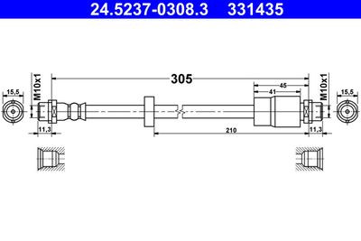 ATE 24.5237-0308.3 Тормозной шланг  для SEAT EXEO (Сеат Еxео)