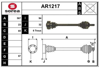 SNRA Aandrijfas (AR1217)