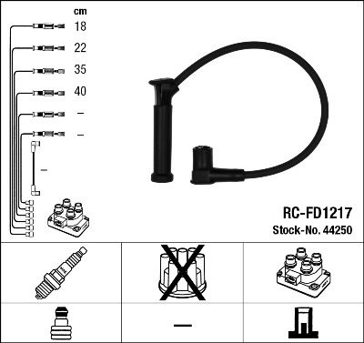Комплект проводов зажигания NGK 44250 для FORD FIESTA