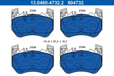 комплект спирачно феродо, дискови спирачки ATE 13.0460-4732.2