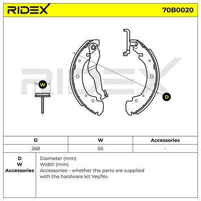 комплект спирачна челюст RIDEX