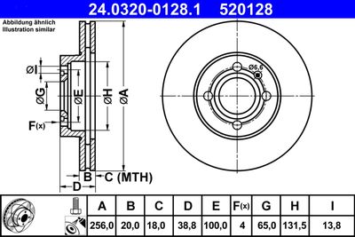 Тормозной диск ATE 24.0320-0128.1 для VW CORRADO