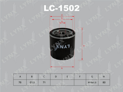 LYNXauto LC-1502 Масляный фильтр  для CHEVROLET LANOS (Шевроле Ланос)