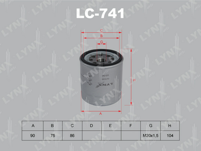 LYNXauto LC-741 Масляный фильтр  для ZAZ FORZA (Заз Форза)