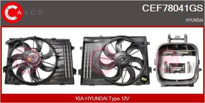 CASCO CEF78041GS Вентилятор системы охлаждения двигателя для HYUNDAI TUCSON (JM) 2.7 Привод на все колеса