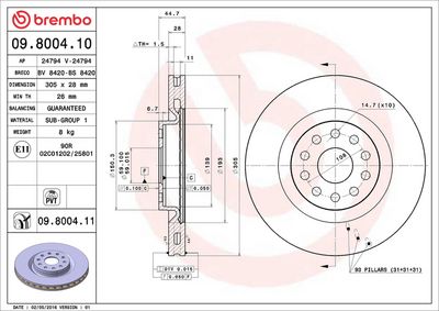 BREMSSCHEIBE BREMBO 09800411 1