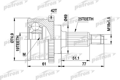 Шарнирный комплект, приводной вал PATRON PCV3741 для SUZUKI BALENO