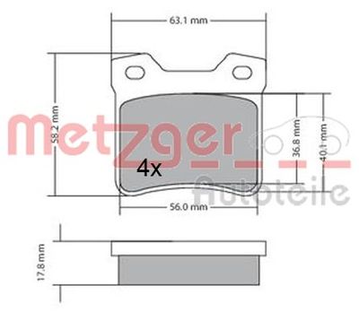 METZGER 1170310 Тормозные колодки и сигнализаторы  для PEUGEOT 406 (Пежо 406)