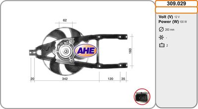 Вентилятор, охлаждение двигателя AHE 309.029 для FIAT SEICENTO