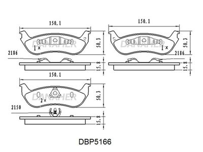 Комплект тормозных колодок, дисковый тормоз DANAHER DBP5166 для FORD USA CROWN