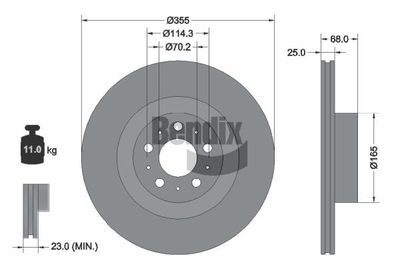 спирачен диск BENDIX Braking BDS2355HC