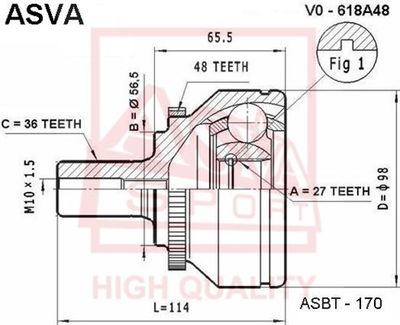 ASVA VO-618A48 ШРУС  для VOLVO C30 (Вольво К30)