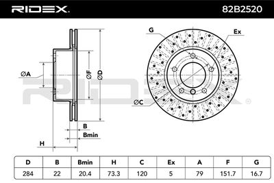 спирачен диск RIDEX 82B2520