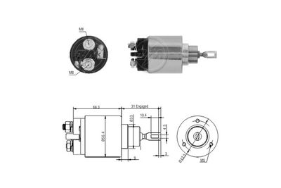 Тяговое реле, стартер ERA ZM2873 для VW 411,412