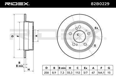 спирачен диск RIDEX 82B0229