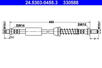 Тормозной шланг ATE 24.5303-0455.3 для FORD ORION