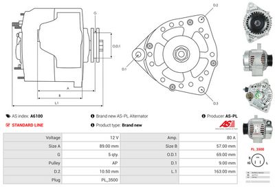 GENERATOR / ALTERNATOR AS-PL A6100 4