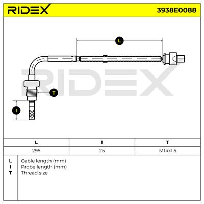 датчик, температура на изгорелите газове RIDEX 3938E0088