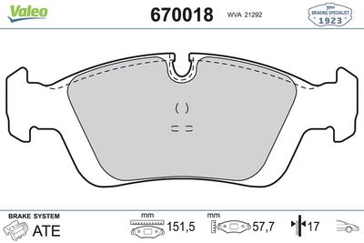 Bmw E36 Ön Fren Balatası Takımı | VALEO 670018