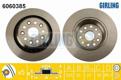 GIRLING 6060385 Тормозные диски  для LEXUS LS (Лексус Лс)