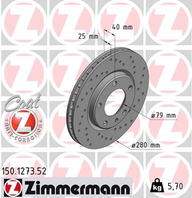 ZIMMERMANN Remschijf SPORT REMSCHIJF Z (150.1273.52)