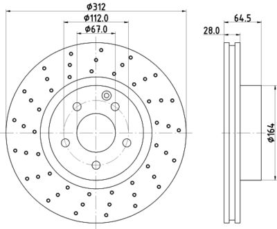 Тормозной диск HELLA 8DD 355 127-941 для MERCEDES-BENZ SL