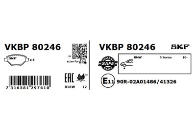 Комплект тормозных колодок, дисковый тормоз VKBP 80246