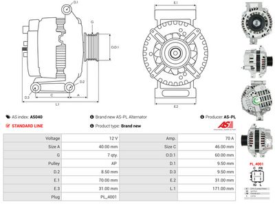 GENERATOR / ALTERNATOR AS-PL A5040 4