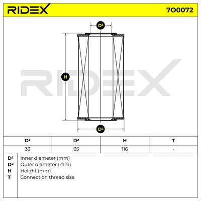 маслен филтър RIDEX 7O0072