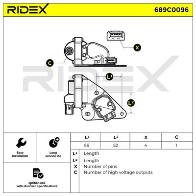 запалителна бобина RIDEX 689C0096